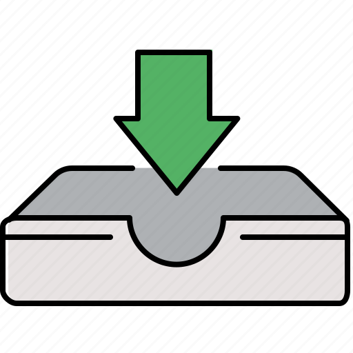 Arrow, down, download, interface, tray icon - Download on Iconfinder