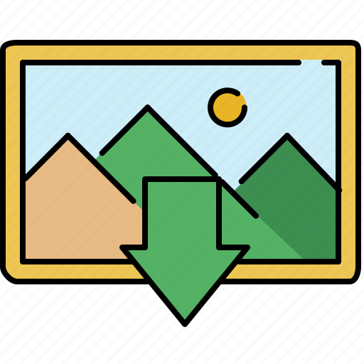 Arrow, down, download, gallery, image, interface icon - Download on Iconfinder
