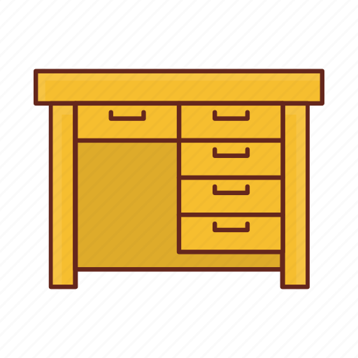 Desk, table, drawer, interior, wood icon - Download on Iconfinder