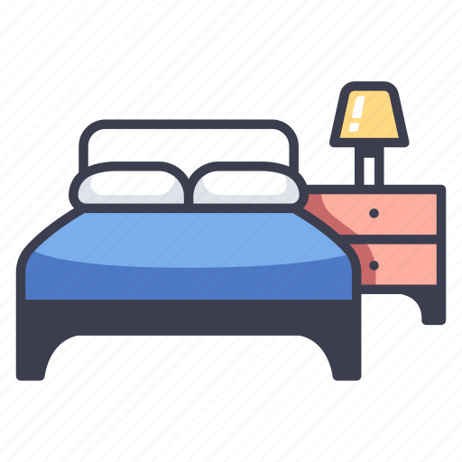Bed, bedroom, furniture, house, lamp, pillows, room icon - Download on Iconfinder