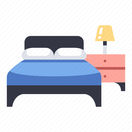 Bed, bedroom, furniture, house, interior, lamp, room icon - Download on Iconfinder