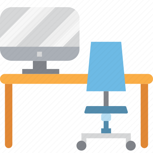 Chair, computer, desk, furniture, interior, office, table icon - Download on Iconfinder