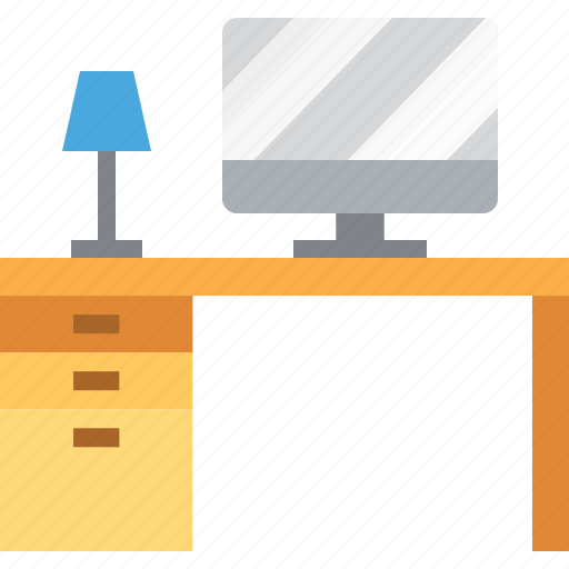Computer, desk, furniture, interior, lamp, study icon - Download on Iconfinder