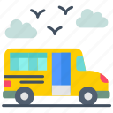 school, bus, shuttle, minibus, vehicle, van, pick, up