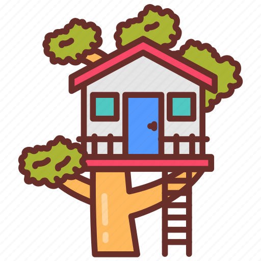 Tree, house, birds, painting, architecture, ladder icon - Download on Iconfinder