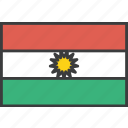 asian, country, flag, kurdish, kurdistan, national, region