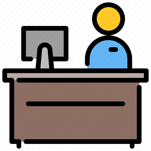 Counter, front desk, receptionist, teller icon - Download on Iconfinder