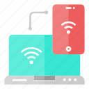 connection, handphone, internet, laptop