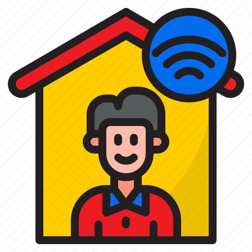 Home, worker, internet, man, wifi icon - Download on Iconfinder