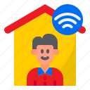 home, worker, internet, man, wifi