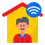 home, worker, internet, man, wifi 