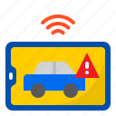 smartphone, internet, car, warning, wifi