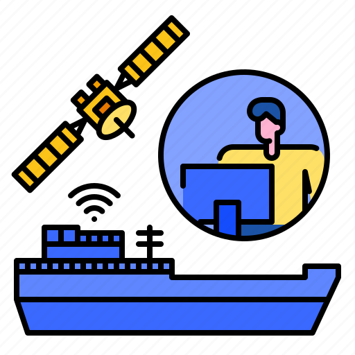 Maritime, shipping, satellite, transportation, container, logistics, support icon - Download on Iconfinder