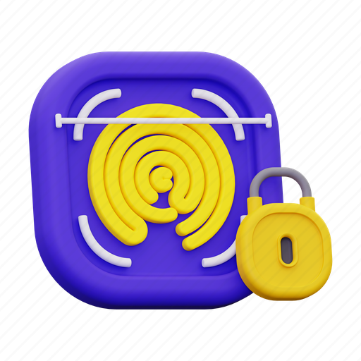 Fingerprint, identification, security, biometric, scan, identity, protection 3D illustration - Download on Iconfinder