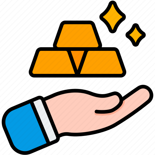 Gold, hand, investment, invest, investing, ingots icon - Download on Iconfinder