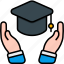 mortarboard, hands, investment, invest, scholarship, education, learning 