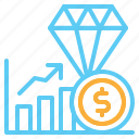 investment, jewel, diamond, jewelry, money, chart, analytics, profit, gem