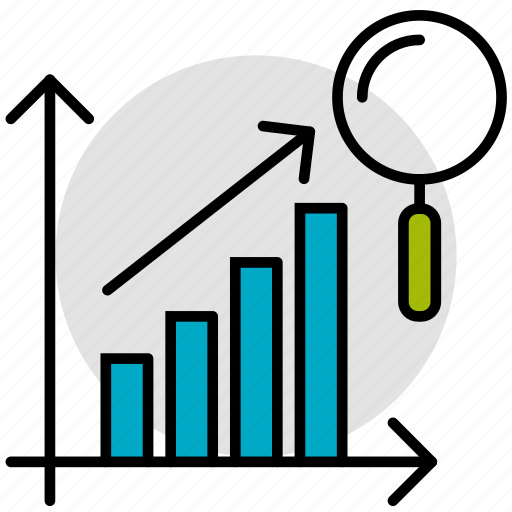 Graph, analysis, chart, evaluation, magnify icon - Download on Iconfinder
