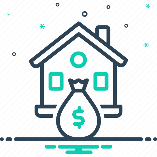 Property, assets, house, building, belongings, money bag, home loan icon - Download on Iconfinder