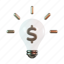 bulb, dollar, money, currency, idea 