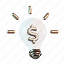 bulb, dollar, money, idea, currency 