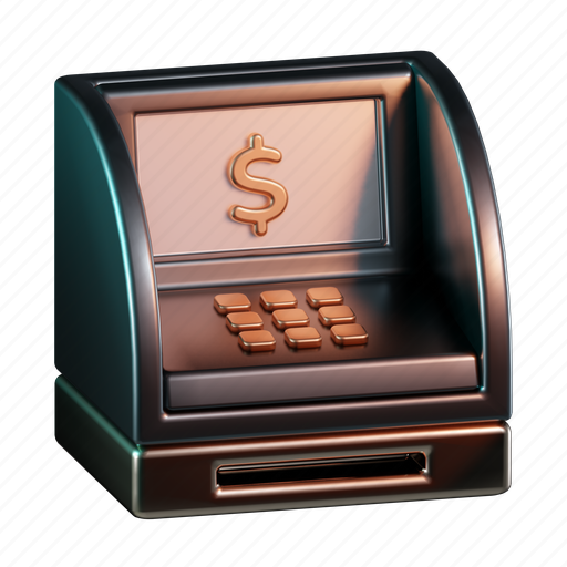 Atm, machine, withdraw, bank, dollar 3D illustration - Download on Iconfinder