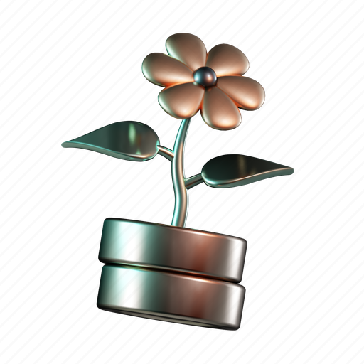 Flower, coin, plant, investment, growth 3D illustration - Download on Iconfinder