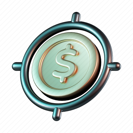 Investment, aim, money, coin, target 3D illustration - Download on Iconfinder