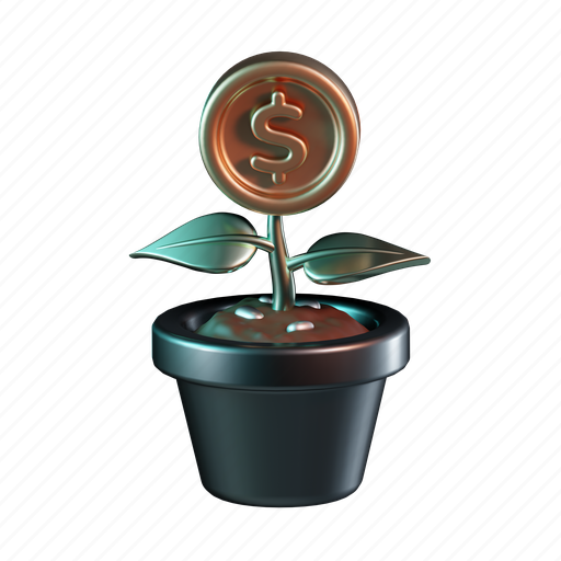 Money, plant, coin, investment, profit 3D illustration - Download on Iconfinder