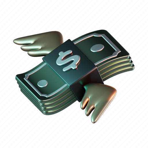Money, transfer, wings, cash, payment 3D illustration - Download on Iconfinder
