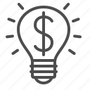 dollar, idea, light bulb