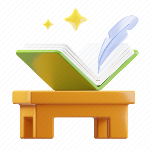 Knowledge, learn, book open, library, read 3D illustration - Download on Iconfinder