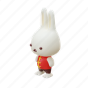 isometric, render, chinese, rabbit, character, traditional, culture, male, cute