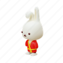 isometric, render, chinese, rabbit, character, traditional, culture, male, cute