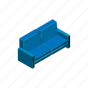 sofa, isometric, interior, couch, armchair