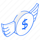 currency, dollar, investment, angel investment, wings
