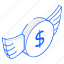 currency, dollar, investment, angel investment, wings 