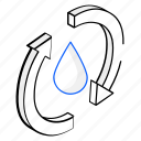 water recycle, water refresh, oil, drop, arrows