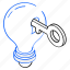 idea access, unlock idea, light bulb, key, creative access 