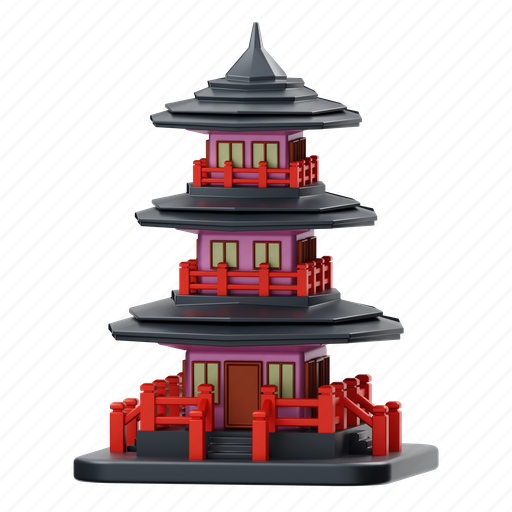 Pagoda, building, japan 3D illustration - Download on Iconfinder