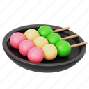 dango, food, 3d icon, japanese 