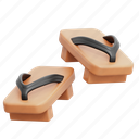 sandal, japanese, 3d icon, traditional 