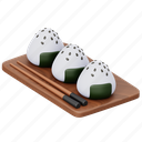 onigiri, food, 3d icon, japanese 