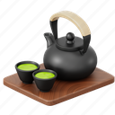 tea, drink, 3d icon, japanese 