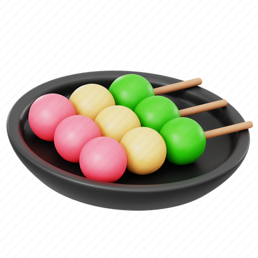 Dango, food, 3d icon, japanese 3D illustration - Download on Iconfinder