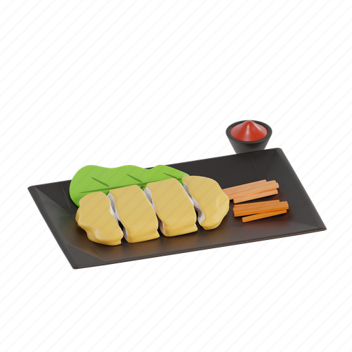 Chicken, katsu, carrot, fries, souce, lettuce, japanese 3D illustration - Download on Iconfinder
