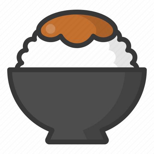 Food, japan, line, bowl, rice, tonkatsu icon - Download on Iconfinder