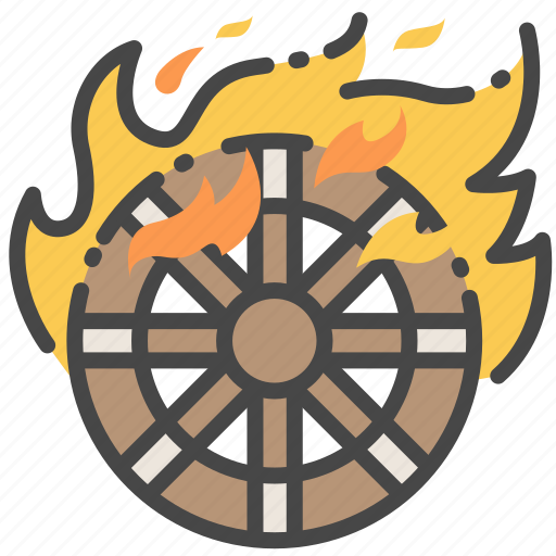 Burning, fire, ghost, japanese, kasha, wheel, yokai icon - Download on Iconfinder