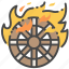 burning, fire, ghost, japanese, kasha, wheel, yokai 