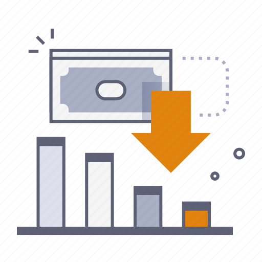 Inflation, graph, down, decrease, money, finance, business icon - Download on Iconfinder
